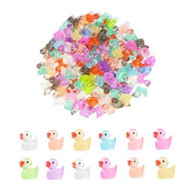 Imagem de DXTREU Conjunto de 100 peças de patos de resina, figuras multicoloridas de patos minúsculos de plástico, figuras de patos em miniatura para jardins de fadas, mesas e artesanato DIY (estilo 1)
