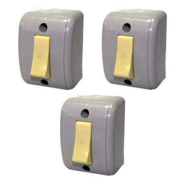 Imagem de Kit 3 Interruptor Silentoque Sobrepor Simples 10a 1500 Pial