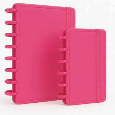 Imagem de Kit 2 Caderno Inteligente Rosa A5 A6 Agenda 80 folhas com Elástico na 