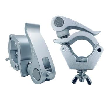 Imagem de Tyqzor 2 peças de grampo de iluminação de palco prata de 3,5 cm - liberação rápida de bloqueio, braçadeira de treliça, serve para tubo OD de 28 a 35 mm, suporte de alumínio resistente para DJ de 99,8