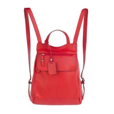 Imagem de Mochila Couro Legítimo Maluzinha Marsala Compacta Elegante - ShopMix