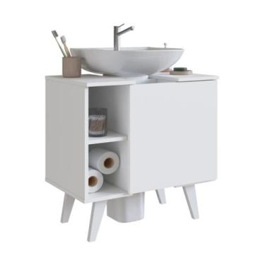 Imagem de Gabinete de Coluna para Banheiro Slim 1 Porta B86 Emovell, Branco