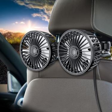 Imagem de Qidoe Ventilador de carro para banco traseiro, ventilador portátil alimentado por USB para carro, rotação de 360°, ventiladores de refrigeração 3 velocidades, 5 V, ventiladores de veículos de