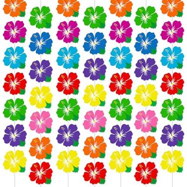 Imagem de Guirlanda de hibisco, faixa de pendurar flores do Havaí, faixa de redemoinho de flores tropicais para verão, praia, piscina, festa de aniversário