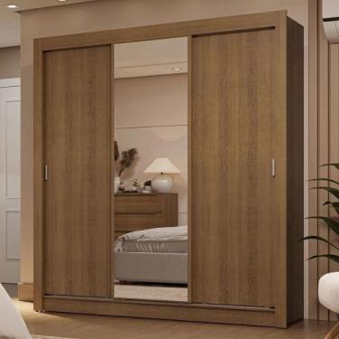 Imagem de Guarda-roupa Casal 3 Portas Correr Espelho 2 Gavetas Rustic - MADESA