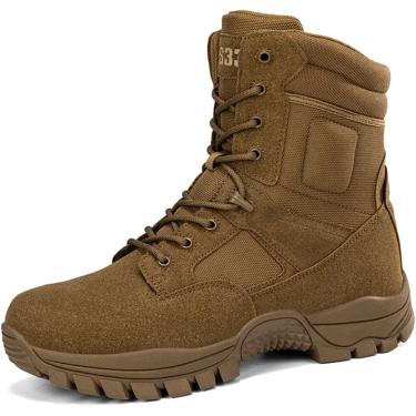 Imagem de Botas Táticas De Couro De Camurça Masculina Sapatos De Caminhada Botas Militares Botas Do Deserto Botas De Combate, Brown, 6.5 UK