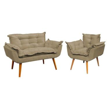 Imagem de Kit Namoradeira Manicure + Poltrona Decorativa Para Sala Recepção Consultório Alice Suede