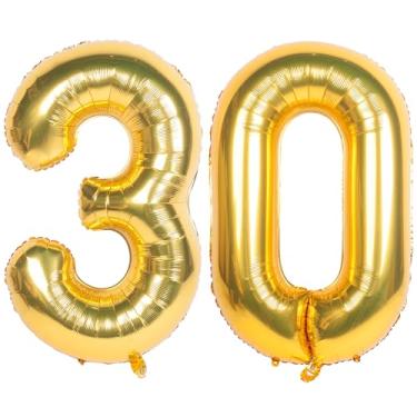 Imagem de CHANGZHONG Balões De 40" Com Números Dourados, Folha Hélio, Mylar, Decoração Para Festa Aniversário E Banquete, 30