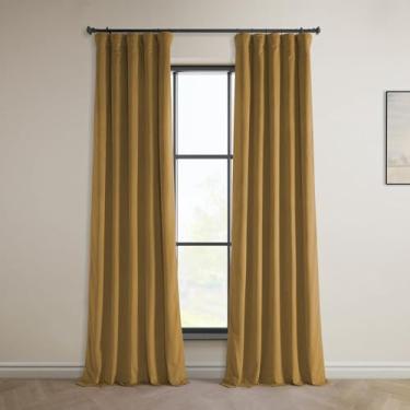 Imagem de HPD Half Price Drapes Cortinas de veludo de pelúcia Heritage para quarto e sala de estar 50 x 84, VPYC-190159-84 (1 painel) ouro retrô