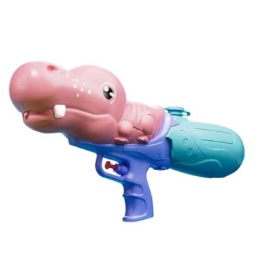 Imagem de Milageto Brinquedo de pulverização de água, portátil, prático, com furos duplos, brinquedo de verão para jardim, piscina, áreas externas, crianças pequenas, Hipopótamo Rosa
