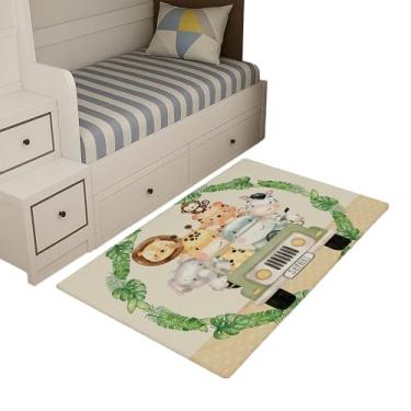 Imagem de Tapete Infantil Estampado 1,00 x 0,65 Decorativo Antiderrapante (SAFARI CARRO ROSA)