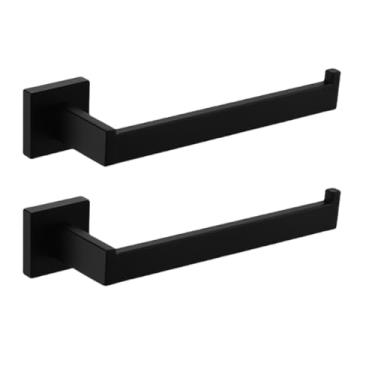 Imagem de Conjunto de acessórios para banheiro preto fosco com prateleira de parede, suporte para rolo de papel higiênico, gancho para roupão, toalheiro, barra de suporte, anel - Hardware completo para ban