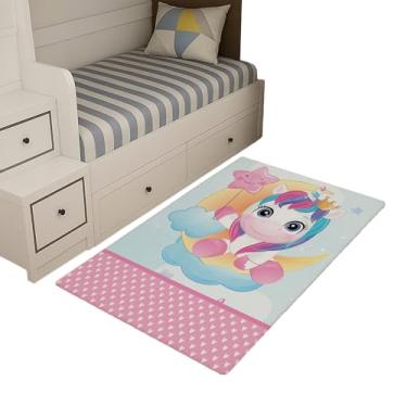Imagem de Tapete Infantil Estampado 1,00 x 0,65 Decorativo Antiderrapante (Unicórnio Baby)
