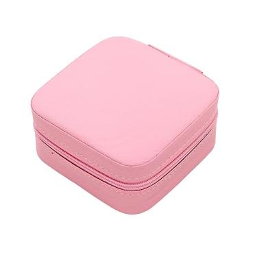 Imagem de Porta Joias Portatil Viagem Estojo Maleta Caixinha Com Ziper Cor:Rosa