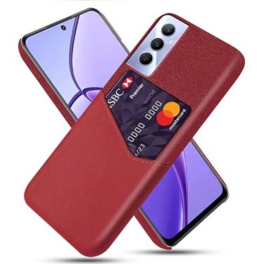 Imagem de Capa para Realme C65 4G,Anti-deslizamento,Proteção contra quedas de 360°,Resistência à impressão digital,Tela e caso de couro PU com 1 slot de cartão atrás-Red