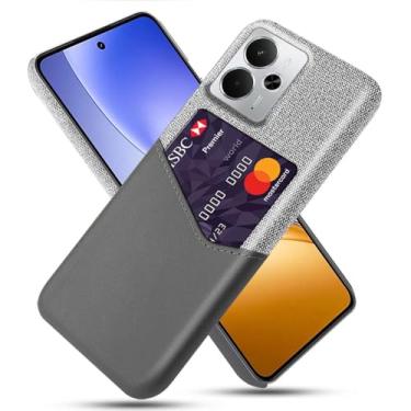 Imagem de Capa para Realme 14,Anti-deslizamento,Proteção contra quedas de 360°,Resistência à impressão digital,Tela e caso de couro PU com 1 slot de cartão atrás-Gray