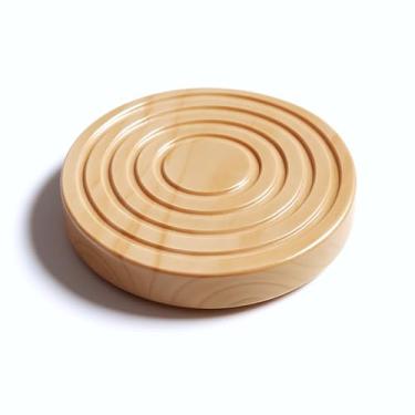 Imagem de Porta Copo Redondo Com Frisos Em Madeira Pinus Apoio De Mesa Para Drinks E Taças Cor:Pinus Com Verniz Incolor;Tamanho:12