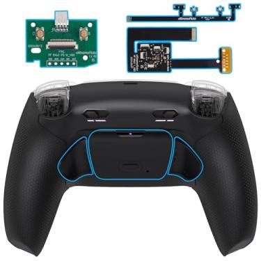Imagem de eXtremeRate Kit de pás traseiras Rise Plus MAX com paradas de gatilho clicky e aderência emborrachada para controle PS5 BDM-010 020, kit de botões traseiros remapeáveis para controle PS5 - Preto - SEM