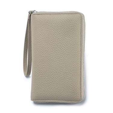 Imagem de Carteira de viagem de couro para passaporte, carteira de passaporte RFID com bolso com zíper e compartimento para dinheiro, para viagem segura e organizador de documentos (cinza ephante)