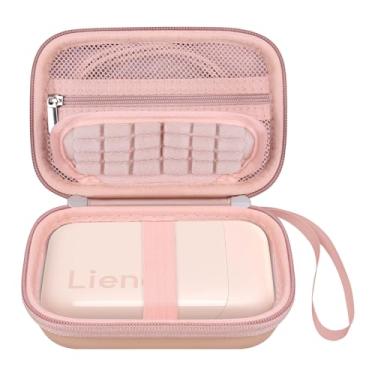 Imagem de Elonbo Estojo De Transporte Para Impressora Fotográfica Liene 2X3", Suporte Viagem Instantânea Portátil, Mini Bolsa Fotos. Bolso Malha Papel E Cabo. Rosa + Interior Rosa.