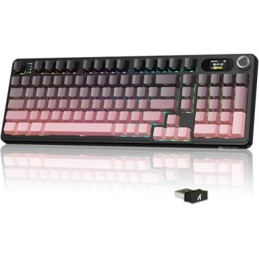 Imagem de ATTACK SHARK X98 PRO Teclado mecânico sem fio para jogos com tela inteligente,botão de mídia,junta de 2,4 GHz/USB-C/BT5.0,interruptor linear hot-swap,teclas PBT impressas na lateral,PC Mac(Blackberry)