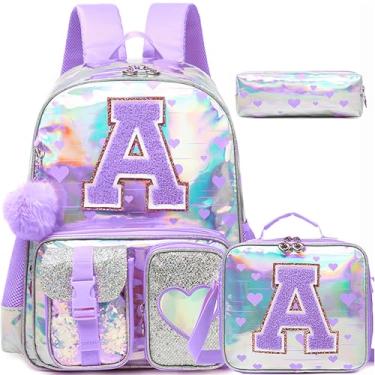 Imagem de HTgroce Mochila para meninas, escola primária, conjunto de mochila escolar, bolsa de livros pré-escolar com lancheira estojo de lápis