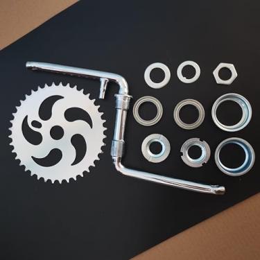 Imagem de ZZRSDAN Silver 152 mm, peça única, roda dentada 40T e atualização, novo kit de manivela de pedal de 5 cm de largura, para motor de 2 tempos, bicicleta motorizada a gás 48cc/66cc/80cc