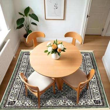 Imagem de 1 Tapete Belga Sala de Jantar Mesa Grande Es Cl 140 x 200 Vr (D4Cla Verde Branco Vermelho - Classico Medalhão Floral)