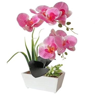 Imagem de NMAIYA Orquídea rosa flores artificiais orquídeas falsas decorações de flores falsas plantas internas decoração de mesa de jantar arranjos de centro de mesa orquídeas Phalaenopsis flores falsas que
