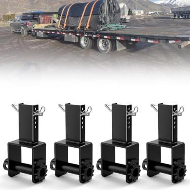 Imagem de Guincho de bolso de estaca de reboque atualizado 4 peças, bolso de estaca para tiras de amarração de catraca de 10 cm, capacidade de 7,348 kg e limite de carga de 2,449 kg para caminhões de reboque