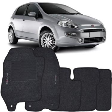 Imagem de Jogo de Tapete Automotivo Carpete Fiat Punto 2013 à 2018 Soft Logo Bordado 5 Peças