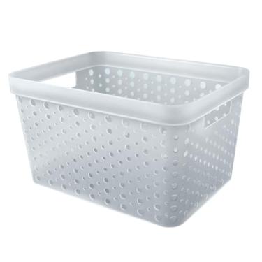 Imagem de Cesto Organizador Trama Rattan 17 Litros Multiuso Armario Guarda-Roupa (Translúcido)