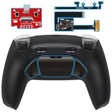 Imagem de eXtremeRate Kit De Pás Traseiras Rise Plus Max Rmb Com Travas Gatilho Clicky E Empunhadura Emborrachada Para Controle Ps5 Bdm-010 020, Botões Metal Real Remapeáveis, Preto