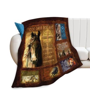 Imagem de Tijuboni Manta de cavalo, presentes religiosos, cristãos, para meninas, meninos, mulheres, homens, crianças, adultos, cobertor de flanela macia para sofá, cama, decoração de casa 101,6 cm x 127 cm