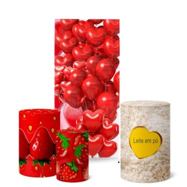 Imagem de Trio Capas Cilindro + Painel Lateral Morango do Amor (K5MRG0004)