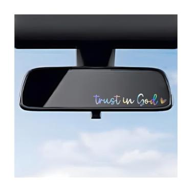 Imagem de DXNQ 4 peças de decalques de espelho retrovisor Trust in God, adesivos decorativos de vinil automotivo para espelho retrovisor, adesivos impermeáveis Trust in God para laptop de carro, caminhão