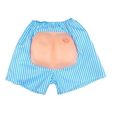 Imagem de KiBcsLic Calças de fantasia engraçadas com bunda falsa, brinquedos complicados, destaque-se confortável, Azul com Marcas de Lábios