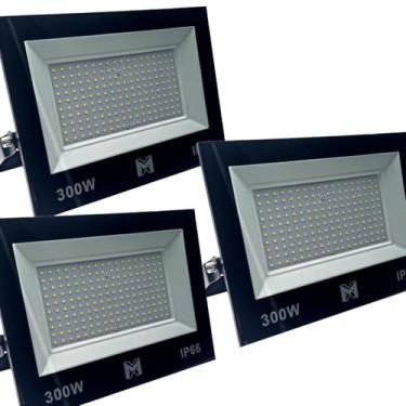 Imagem de KIT 3 Refletor LED 400W Bivolt IP66 6500K Branco Frio – Alta Potência para Iluminação Externa, Áreas Industriais e Esportivas