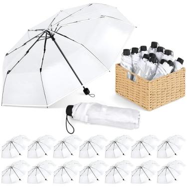 Imagem de Aodaer Guarda-chuva transparente com bolhas de casamento, 15 peças, 101 cm, dobrável, leve, transparente, com caixa de armazenamento, abertura automática, à prova de vento, guarda-chuva de viagem para