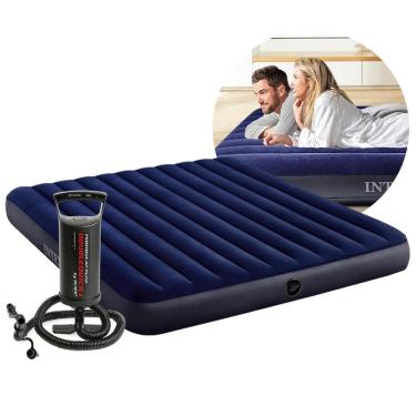 Imagem de Colchão Inflável Casal King 203cm x 183cm Dura Beam Downy Aveludado 272kg com Bomba Manual Intex
