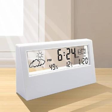 Imagem de Relogio De Mesa Despertador Digital Multifuncao Tela Transparente Lcd Iluminada