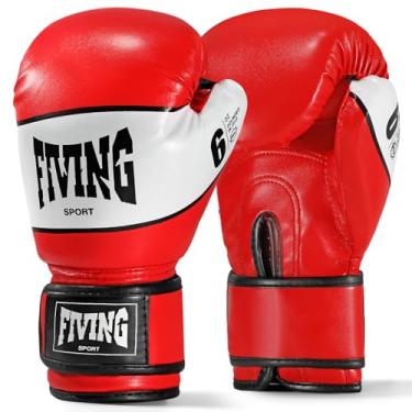 Imagem de FIVING Luvas de boxe infantis, luvas de treinamento juvenil, Sparring para saco de pancadas, kickboxing, Muay Thai, MMA (vermelho e branco, 170 g)