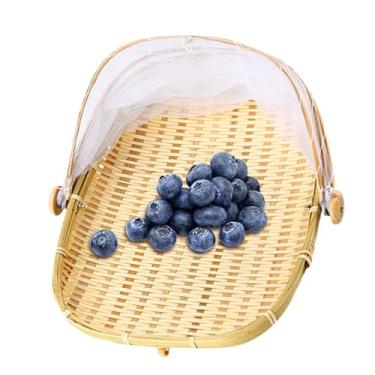 Imagem de Cesta para barraca para servir comida, Cesta para barraca de frutas,Cesta de piquenique Cestas de pão - Cesta de frutas e pães cobertos tecidos à mão para piquenique interno e externo na cozinha domés