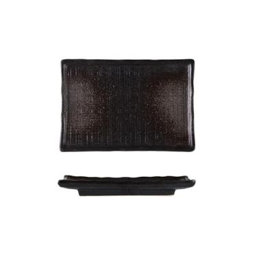 Imagem de Prato plano de pedra cerâmica minimalista japonês - [ponto preto] grade quadrada de 20 cm de comprimento