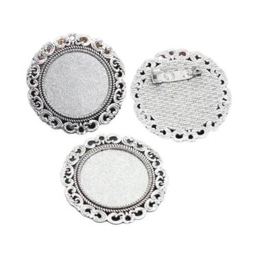 Imagem de Broche de Bronze Banhado a Prata - Estilo Folhas - 5 Peças com Base pa