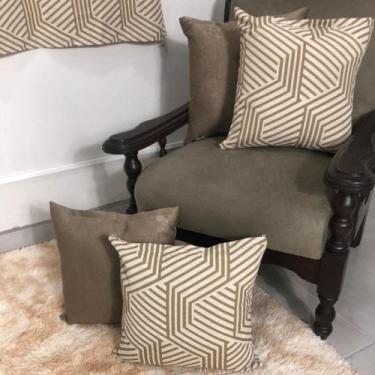 Imagem de Combo Cortina Sala Estampada 2,00x1,70m + 4 Almofadas Cheias - Angel D