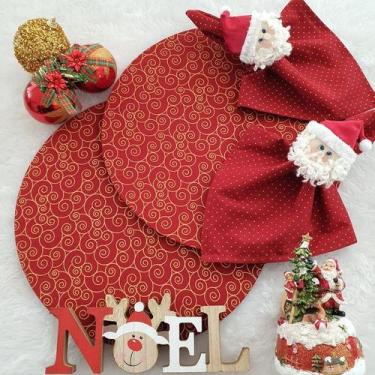 Imagem de Kit Mesa 04 Capas Sousplat 04 Bases 04 Guardanapos 04 Anéis - Criarte 