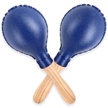 Imagem de EASTROCK Maracas Mão Percussão Chocalhos Areia Martelo Instrumento de Percussão Azul Maracas Profissional com Conchas ABS e Alças de Madeira para Apresentações ao Vivo e Gravação Festa Concerto KTV
