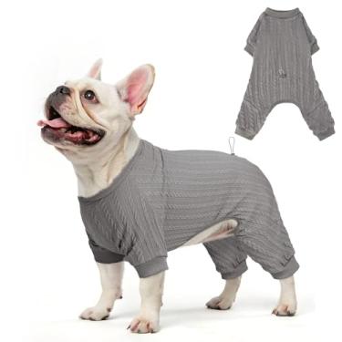 Imagem de SCENEREAL Pijamas para cães pequenos a grandes, suéter de malha para animais de estimação quente, casaco de inverno, macacão macio, pijamas para cachorros, cinza, M