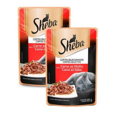 Imagem de Kit 2 Ração Úmida para Gatos Sheba Adulto Sabor Carne ao Molho em Sach